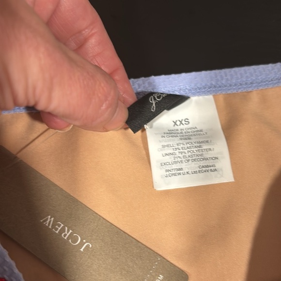J.Crew periwinkle highrise full coverage swim bottom Rick Rack Trim red trim XXS - Picture 5 of 9